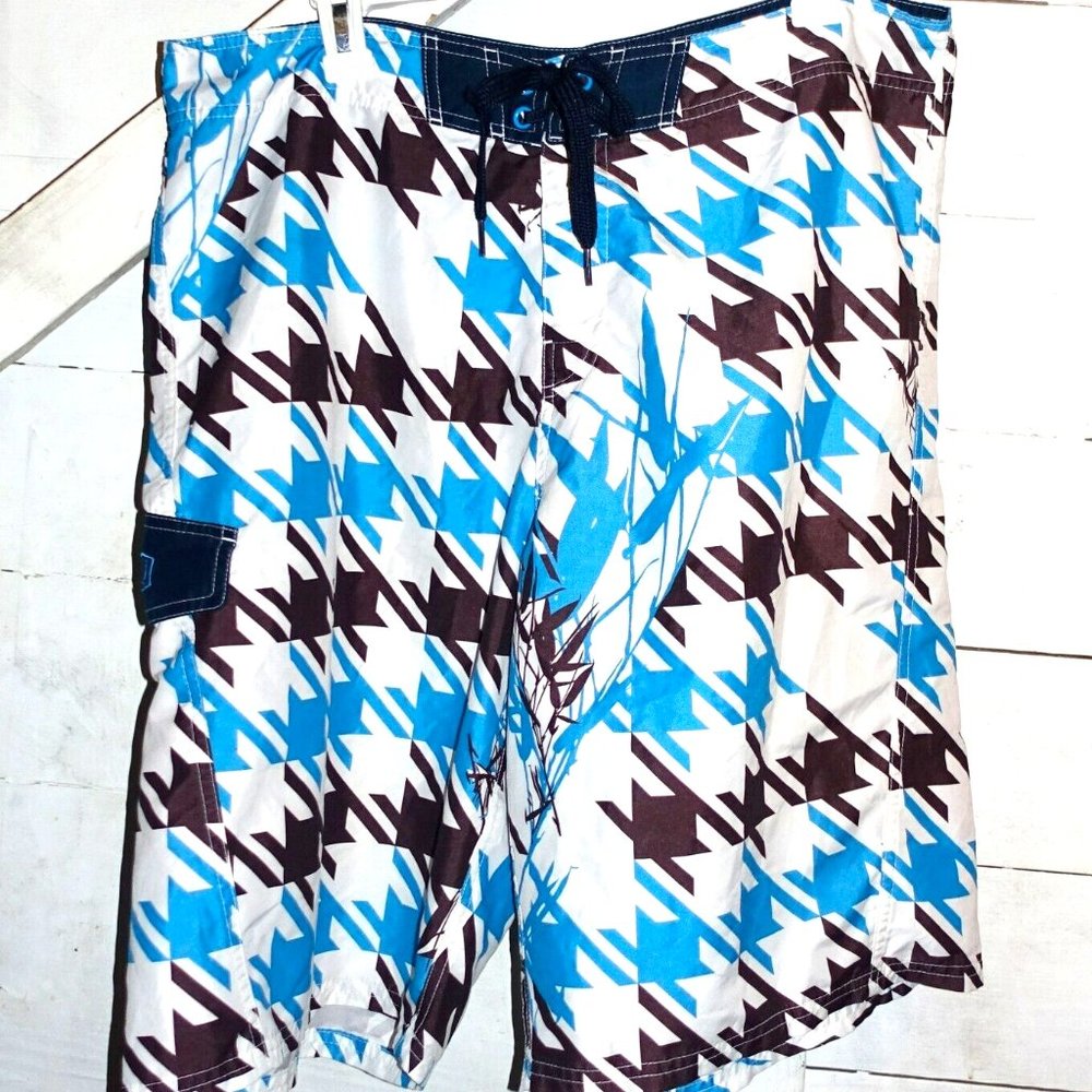 Brown Blue White Board Shorts 36